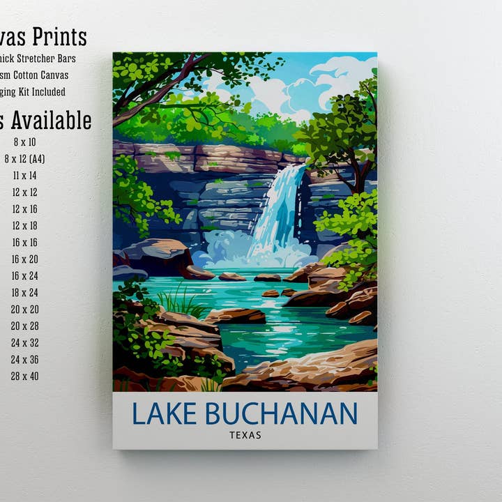 InkNPrintz – wholesale Art print – Lake Buchanan Texas Travel Poster1