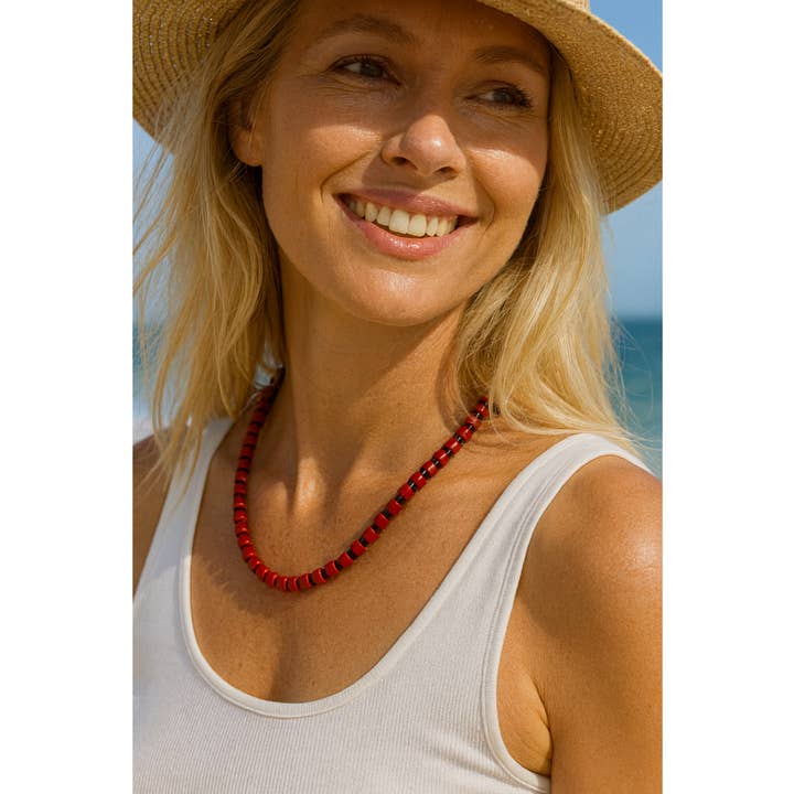 Collier perles céramique lentille 6mm - Ella pour la vente par perleperle