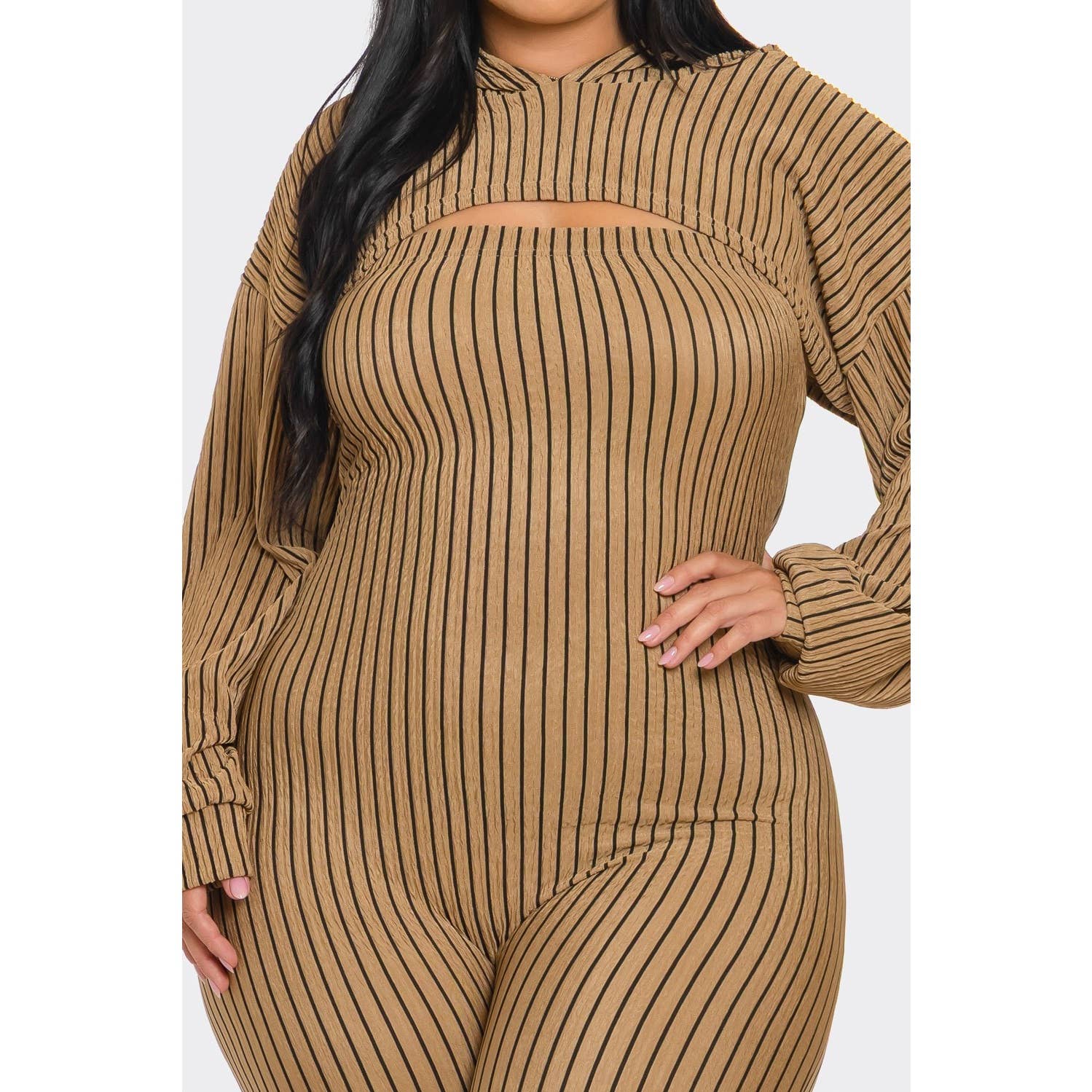 DORCAS - Wholesale Jumpsuit - Women's - Plus Size 2 Piece Strapless Jumpsuit Hoodie9