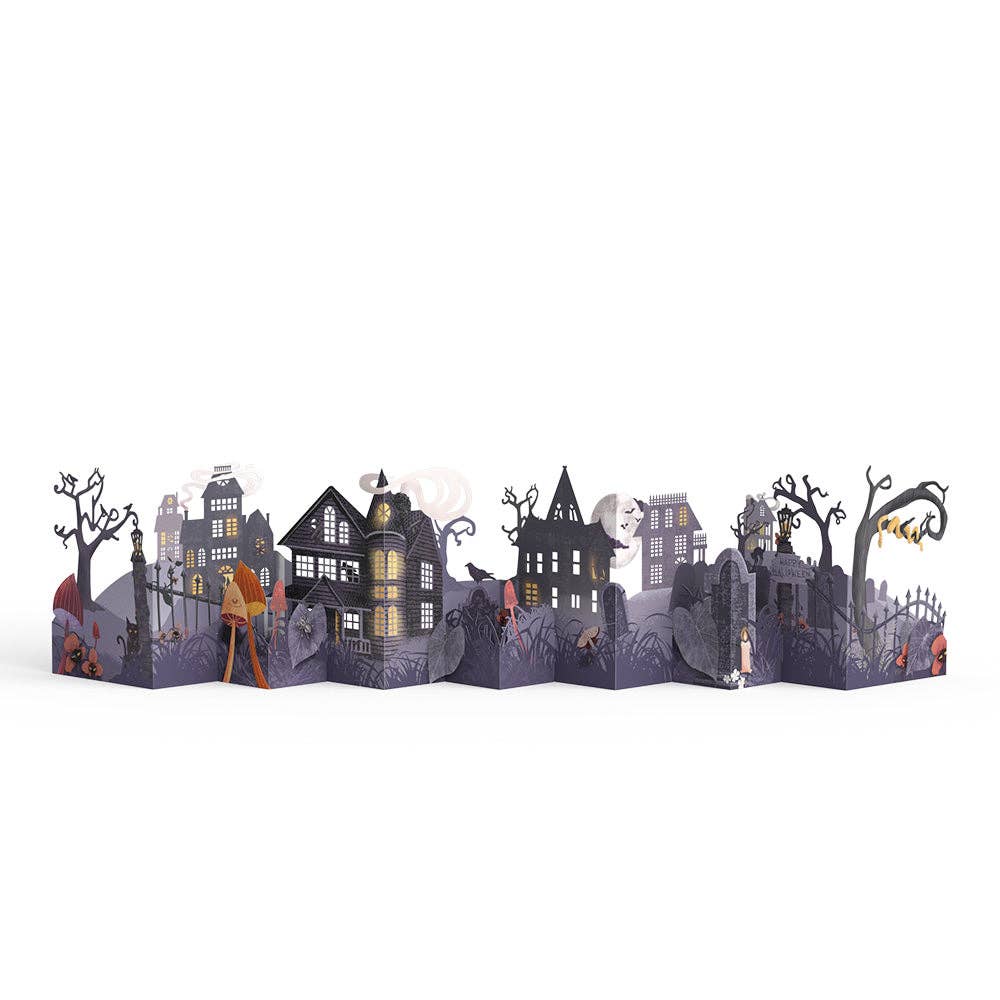 Lovepop Cards - Wholesale Halloween Card - Enchantingly Eerie Halloween Village Looooong Card 5x7"6