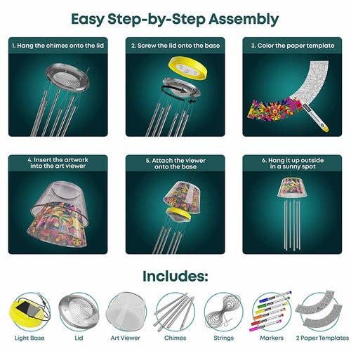 Dan&Darci - Wholesale DIY Craft Kit - Kids - Solar Powered Light-Up Wind Chime Kit3