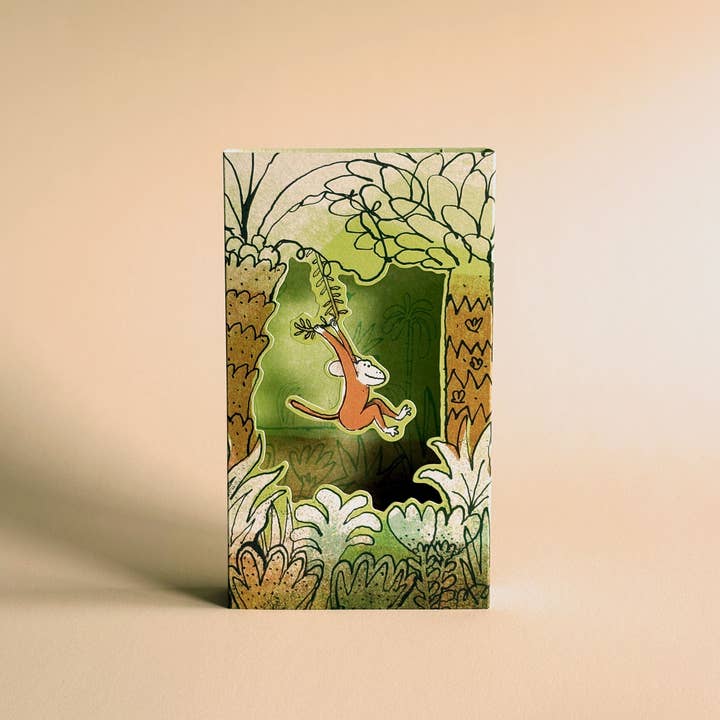 Olive Press Publishing – wholesale Everyday greeting card – Monkeying Around 3D card by Toby Rampton2