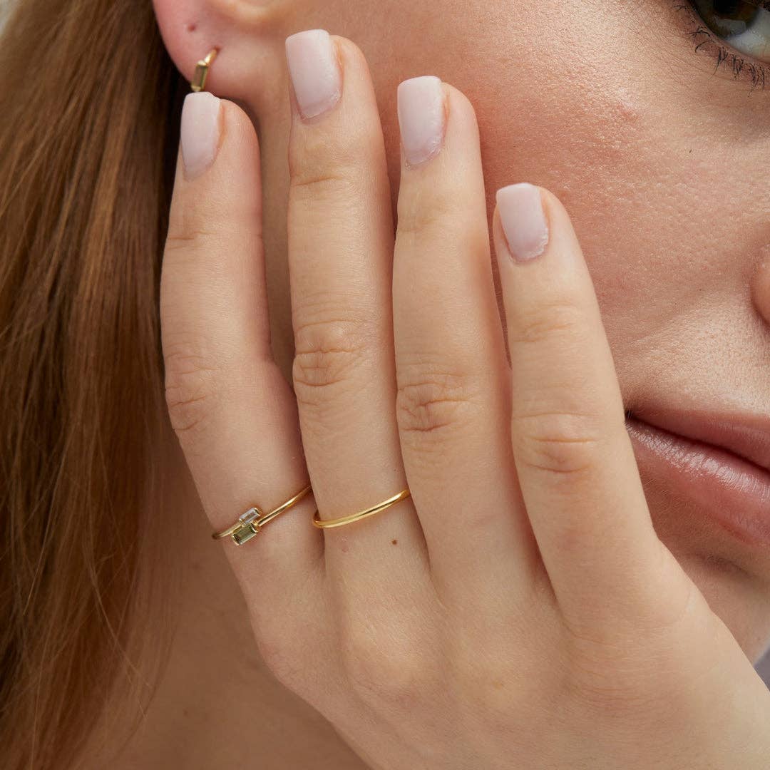 Quill Fine Jewelry & Lifestyle - Vente Bague avec plusieurs pierres - Bague Vert en or massif avec pierres baguette CZ2