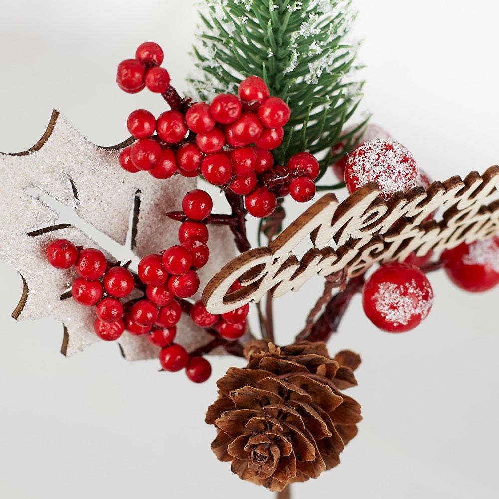 Factory Direct Craft - Wholesale Christmas Decoration - 6" Merry Christmas Holiday Tree and Berry Pick 1