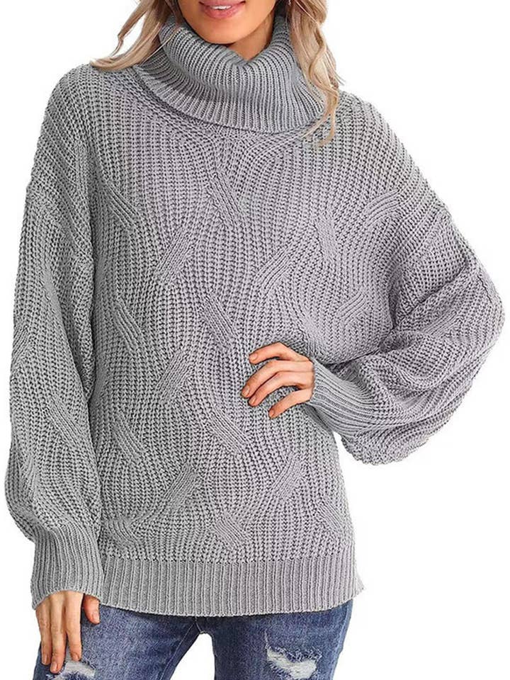 Wholesalesir - Wholesale Knit Sweater - Women's - Solid Color Pullover High Neck Knit Sweater1