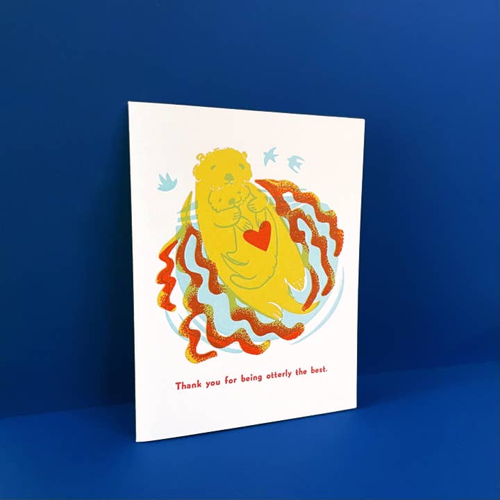 Pier Six Press - Wholesale Love Card - Otter-ly the Best Family - Love Risograph Greeting Card