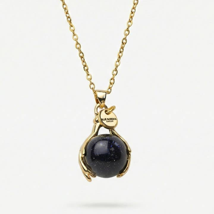 Collana Abbraccio di Sabbia Blu Oro per la vendita all'ingrosso da parte di Blue Buddha Jewelry