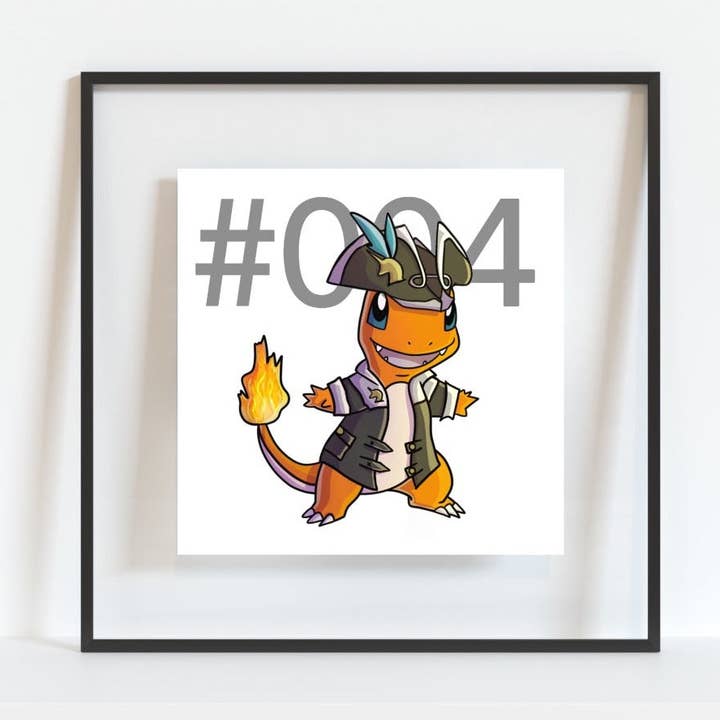 Stampa artistica Charmander Pokemon Pirate Gamer per la vendita all'ingrosso da parte di Colour Me Fun