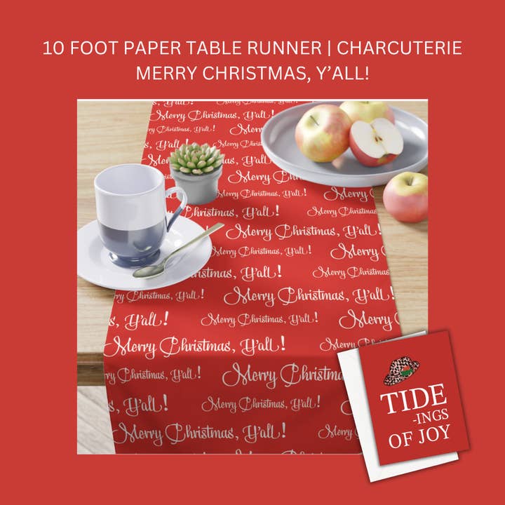 Hey Y'all Party - Wholesale Table Runner - SAMPLE SALE Merry Christmas, Y'all Paper Table Runner