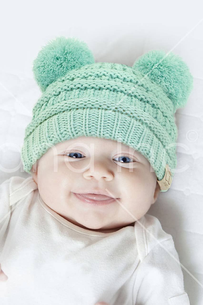 Hana - Venta al por mayor Gorro de lana - Niños - Gorro de punto C.C Baby con pompones dobles4