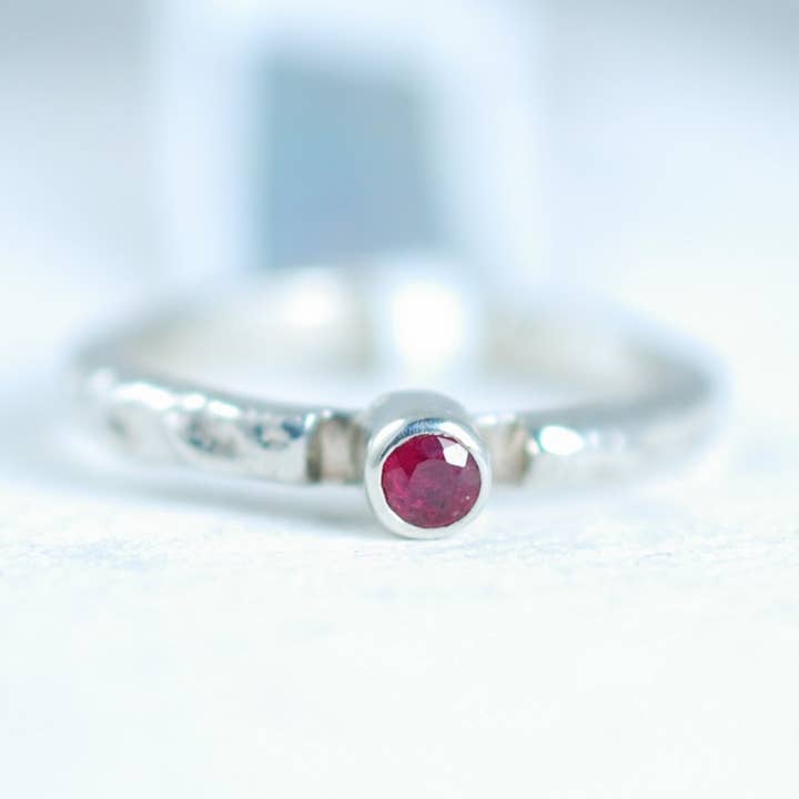 Silver stacking ring with Ruby. Small size ring for wholesale by Ami jewel
