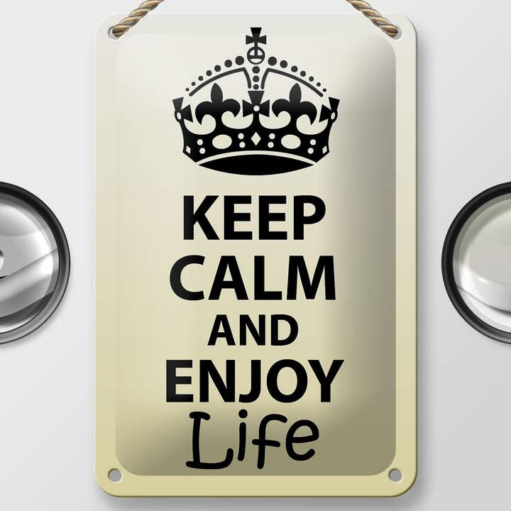 Femer - Venta al por mayor Letreros - Letrero decorativo de metal con texto «Keep Calm and Enjoy Life», 12 x 18 cm, de hojalata