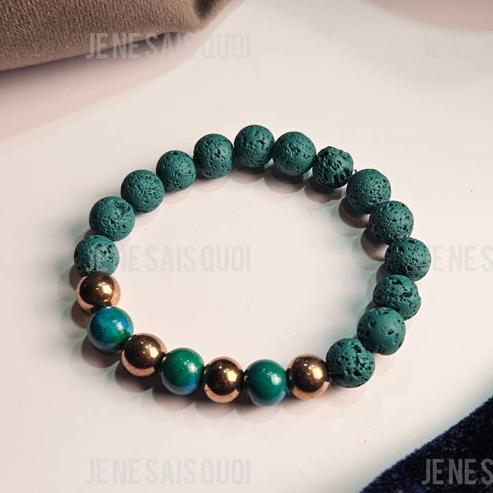 Je Ne Sais Quoi – Pulseira de missangas por atacado – Magma Aura Mar Verde Lava Vulcânica VI1