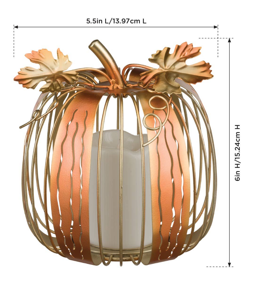 Orange LED Copper Pumpkin Decor Set/2 for wholesale on Faire4