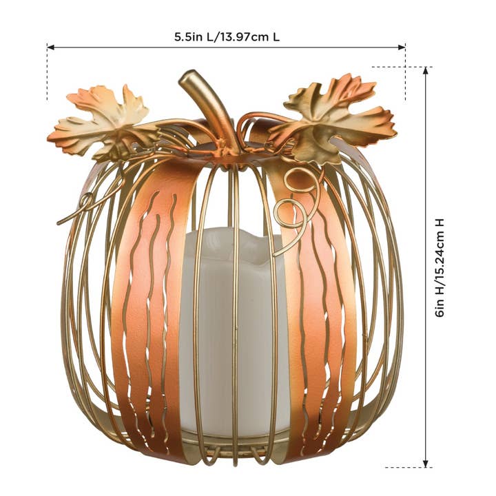 Orange LED Copper Pumpkin Decor Set/2 for wholesale on Faire4