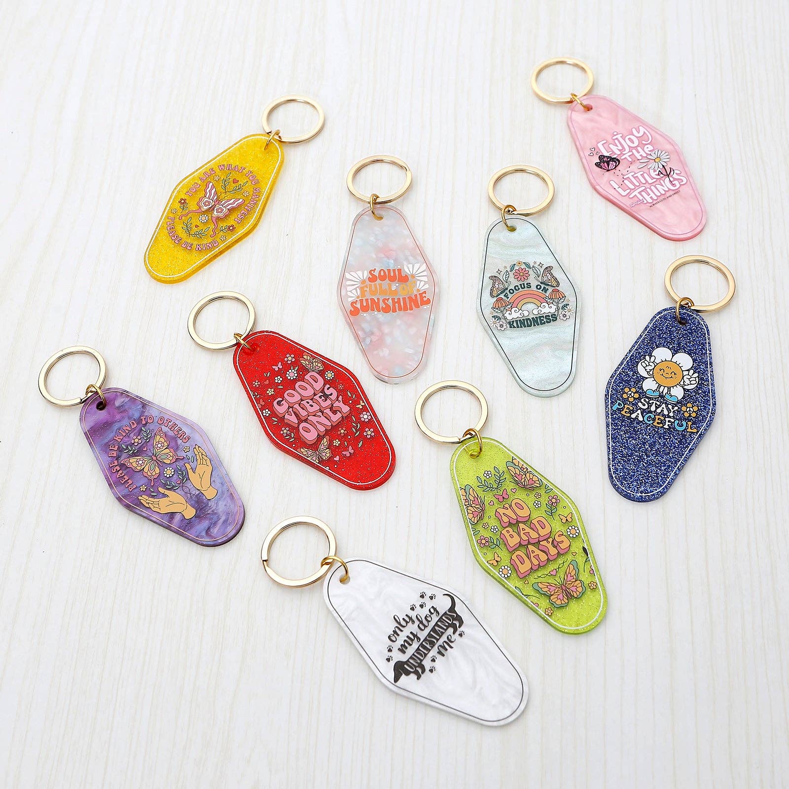 Sparkle Being – wholesale Keychain – Women's – Vintage Retro Style Motel Hotel Keychain Key Ring16