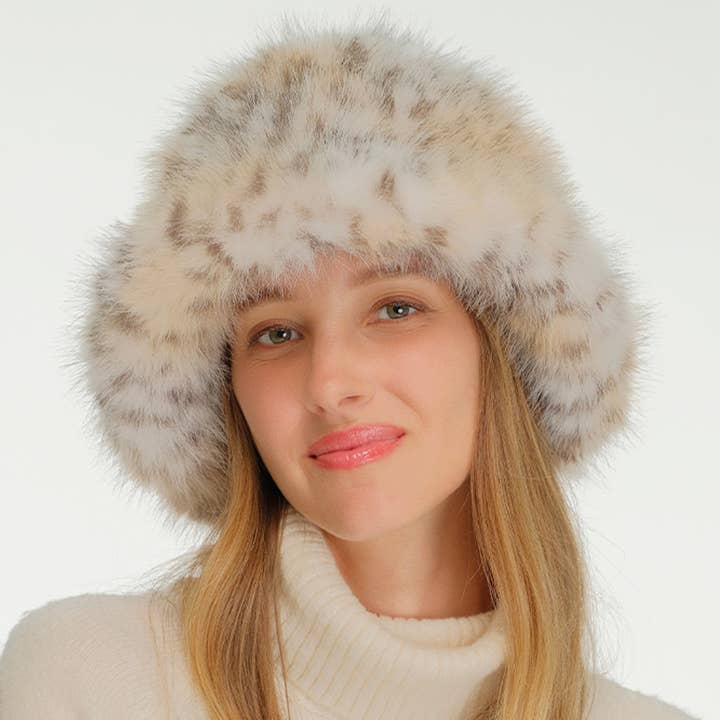 Leopardenmuster Kunstpelz-Bucket-Hut BKC-0076 für den Großhandel von Oblige by G