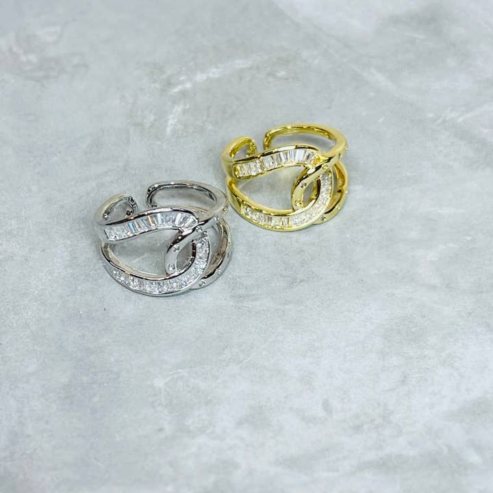 Loli - Wholesale Multi-Stone Ring - Bold Knot Sparkling Gemstone Adjustable Ring, Elegant Design9