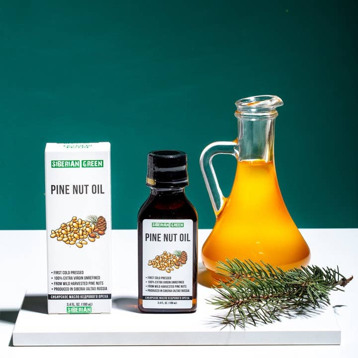 SiberianGreen - Wholesale Bath/Body Oil - Siberian Pine Nut Oil | 100% Natural Extra Virgin Cold Pressed 100 ml 3.4 fl oz | Unrefined Raw Wild Harvested Exclusive Omega-6