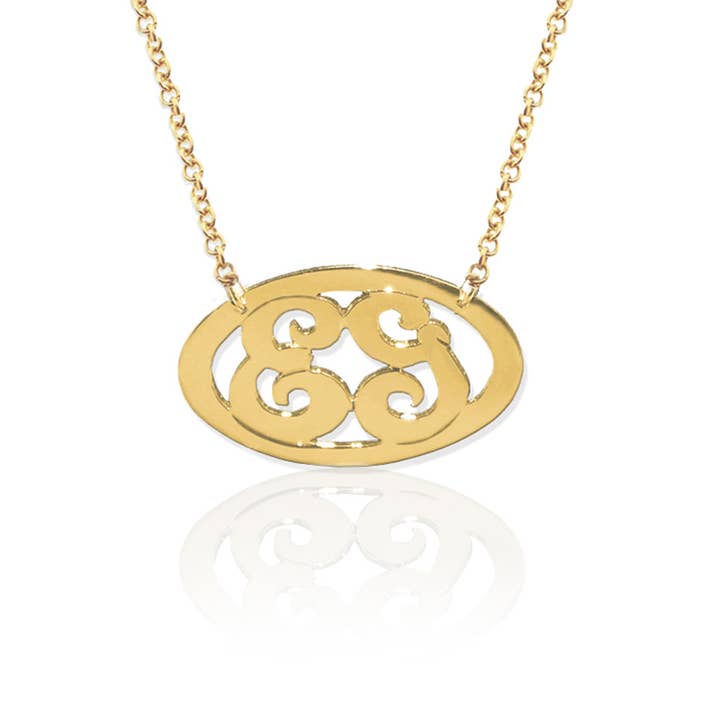 Delicate Two Initial Oval Script Monogram for wholesale by Jane Basch Jewelry Designs