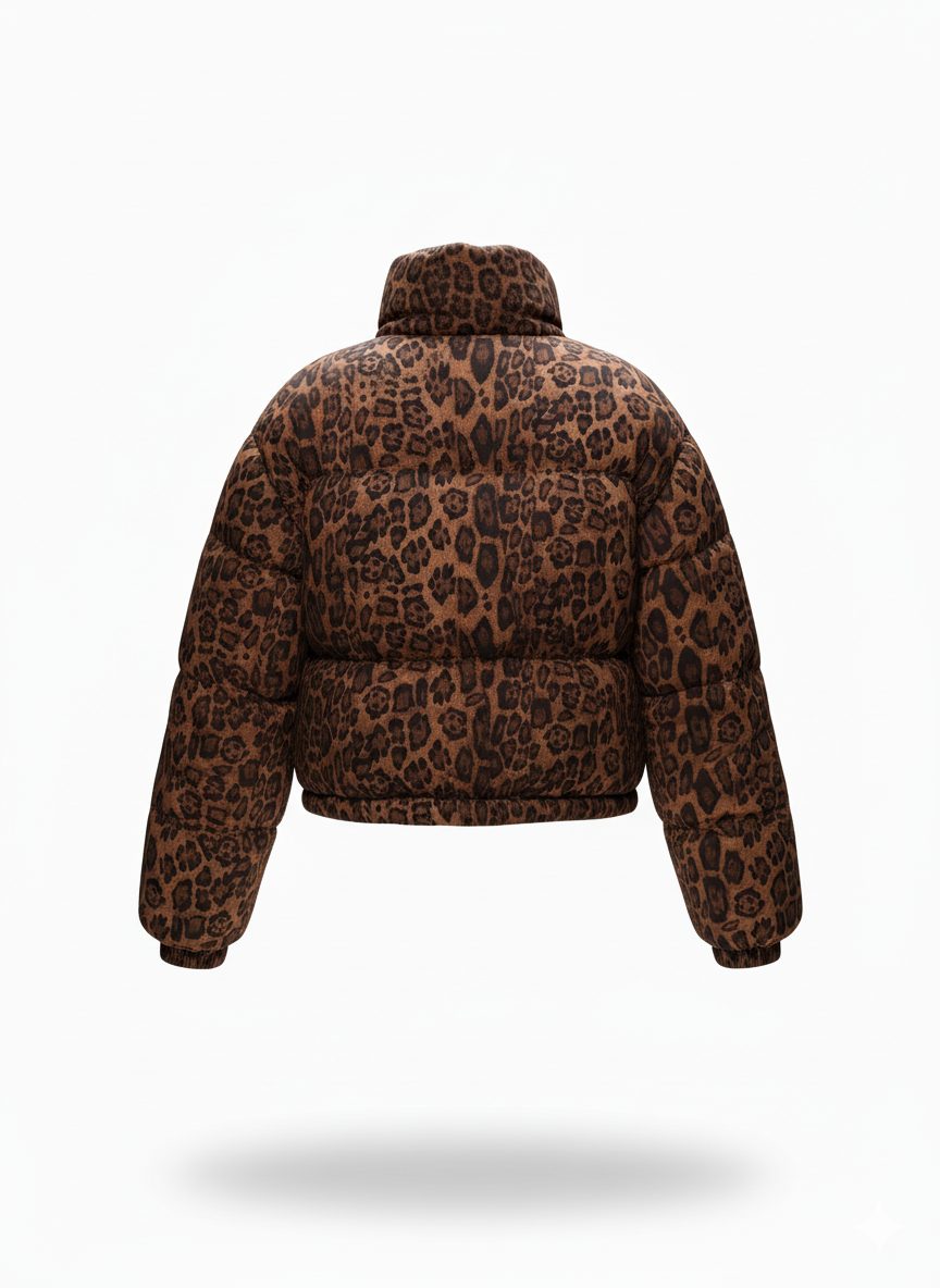 CCIC New York - Venta al por mayor Chaqueta - Mujer - Chaqueta Acolchada de Leopardo con Cuello Alto Recortado4