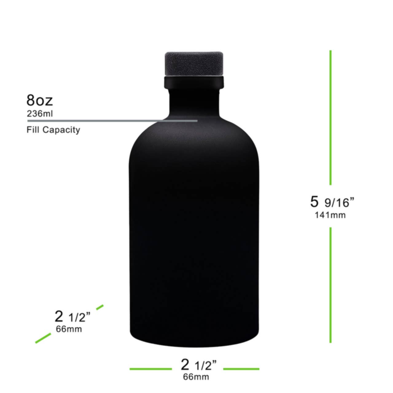 Couronne Co. - Wholesale Decorative Tabletop Object - 8 oz Matte Black Glass Apothecary Bottle w/ Bar Top Closure2