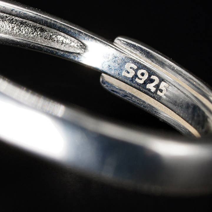 Black Feather Design – wholesale Cocktail/statement ring – Geometric Blue Goldstone Ring - 925 Silver - Adjustable6