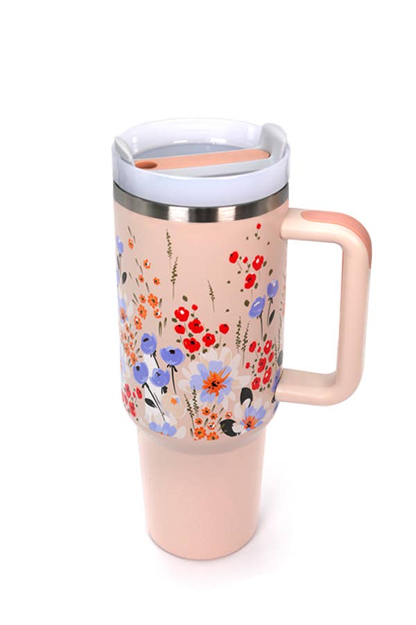 JOSSLYN by wall to wall - Wholesale Insulated Mug/Tumbler - 40oz STAINLESS STEEL TUMBLER FLOWER7