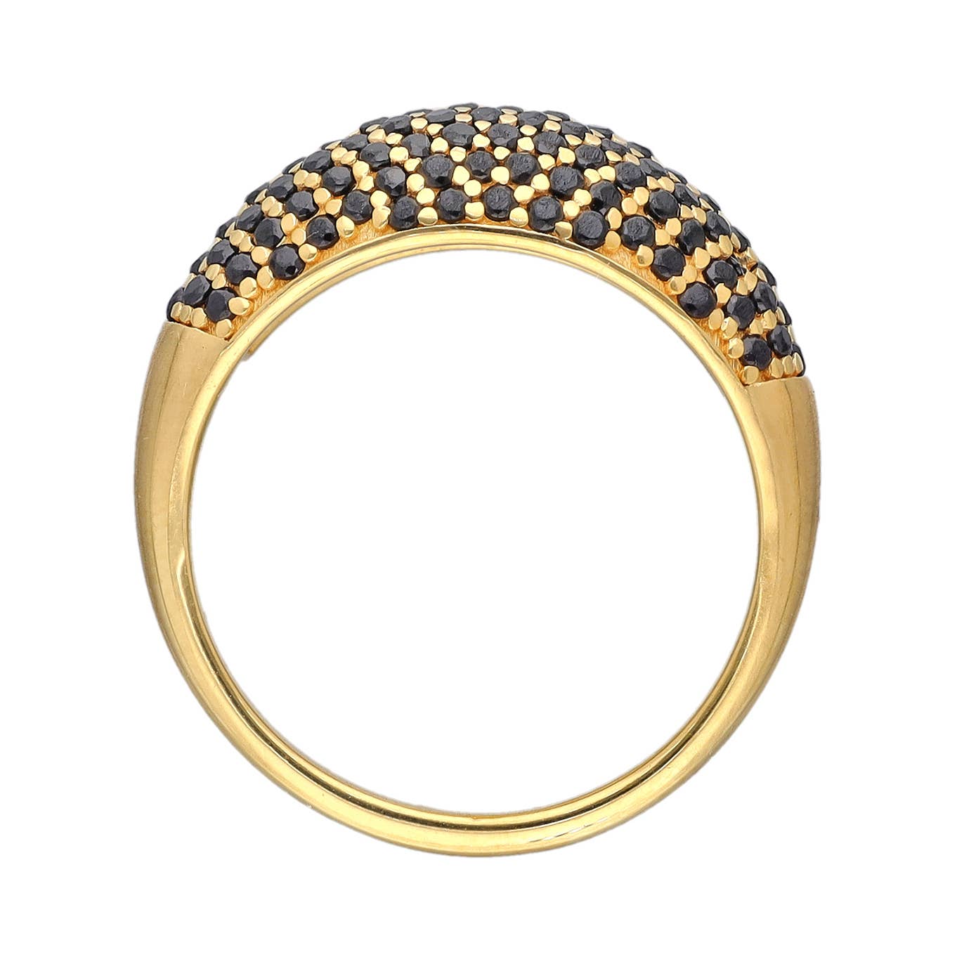 Tiramisu - Wholesale Cocktail/Statement Ring - Gold Plated Over Silver Black Spinel Midnight Grove Ring4