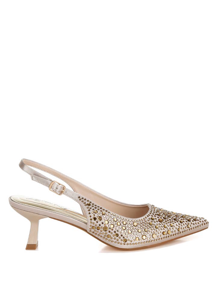 Rag Company - Wholesale Low Heels - Women's - Vernaos Pointed Toe Rhinestone Slingbacks