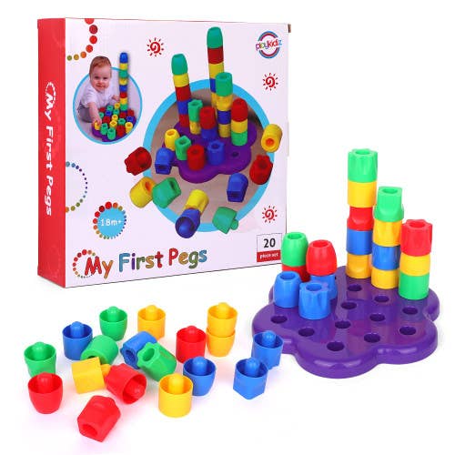 The Toy Group - Wholesale Stacking Rings Game - Baby - My First Pegs 18m+, Large Colored Shape Stacker for Toddlers
