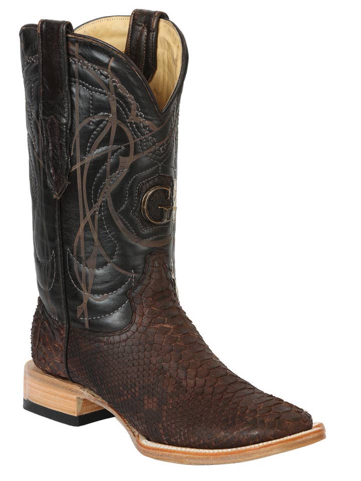 El General Heren Exotische Python Rodeo Laarzen Bruin voor wholesale door Conejo Western Wear