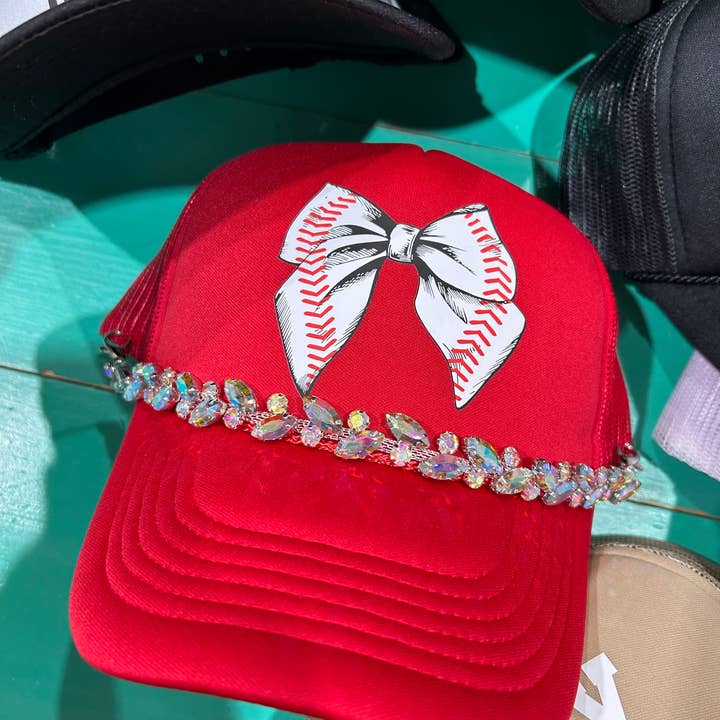 Baseball Bow Trucker Hat | Sports | Game Day| School Spirit for wholesale by Vibes Hat Company