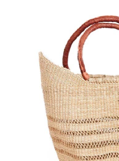The African Home Goods - Wholesale Beach Bag - African Natural Yikene Open Wave Ghana Beach Bag - Reddish H2