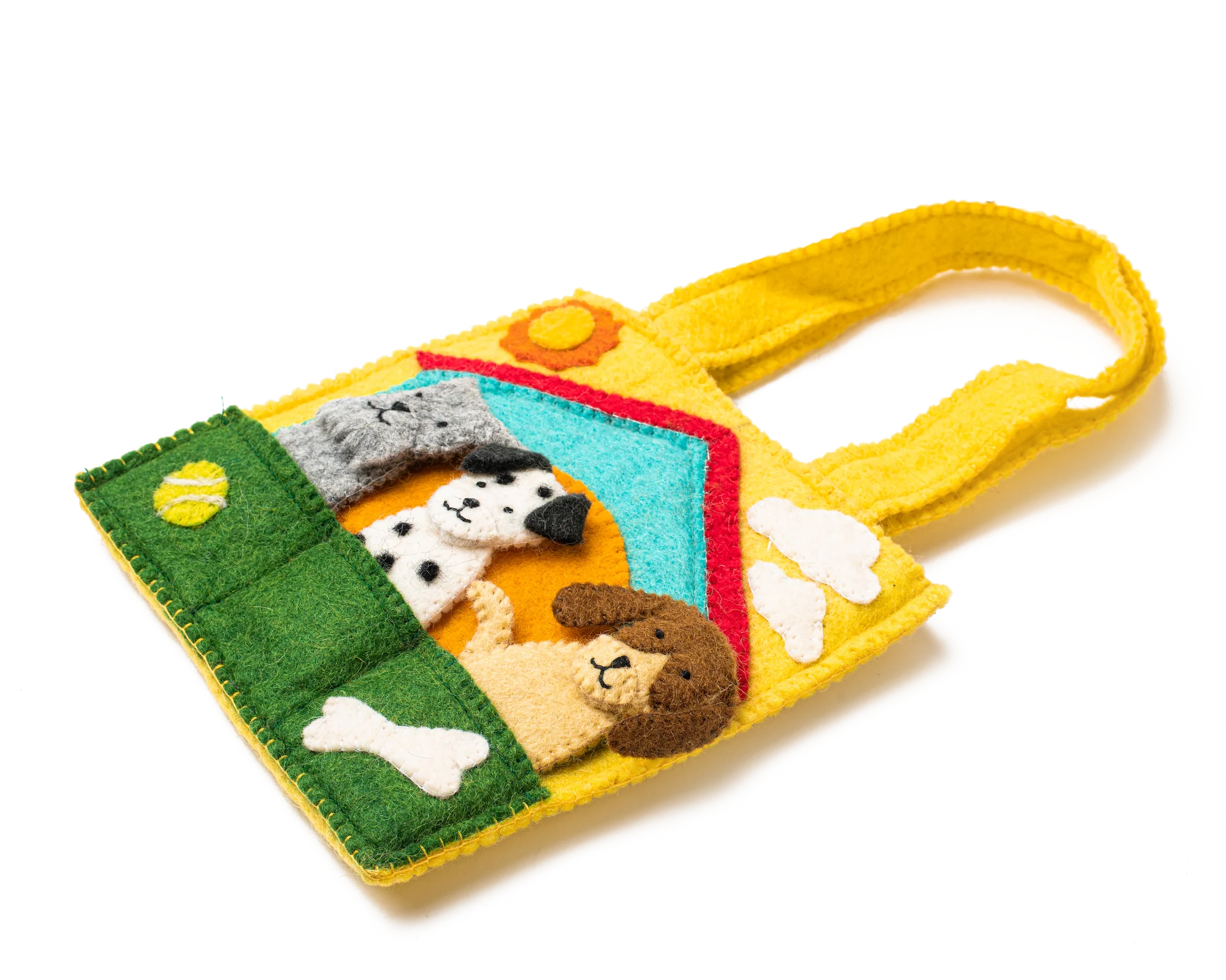 Global Goods Partners - Vente Marionnette à doigt – enfant et bébé - Sac marionnette en feutre avec chiots amovibles7