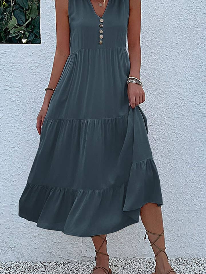 Lily Clothing - Wholesale Dress - Women's - SLEEVELESS LOOSE CASUAL SOLID COLOR DRESS_CWDSD2822