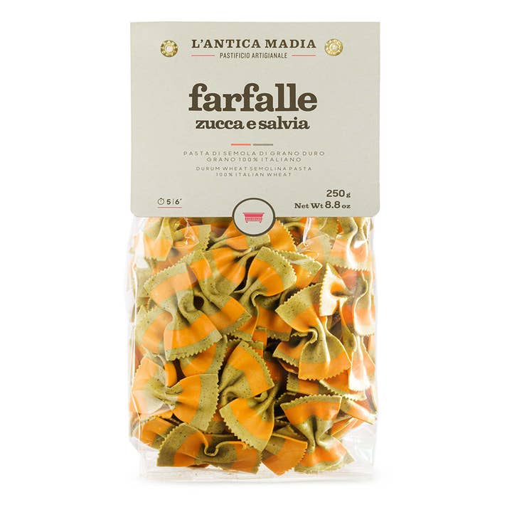 Antica Madia. Farfalle Pasta with Sage and Pumpkin for wholesale by meDINEterranean