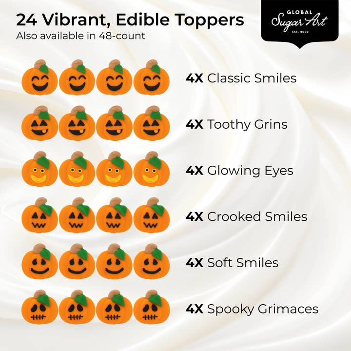 Global Sugar Art - Wholesale Cake/Cupcake Topper - Halloween Cupcake Toppers, Edible Royal Icing Decorations by Global Sugar Art (Spooky Pumpkins)2