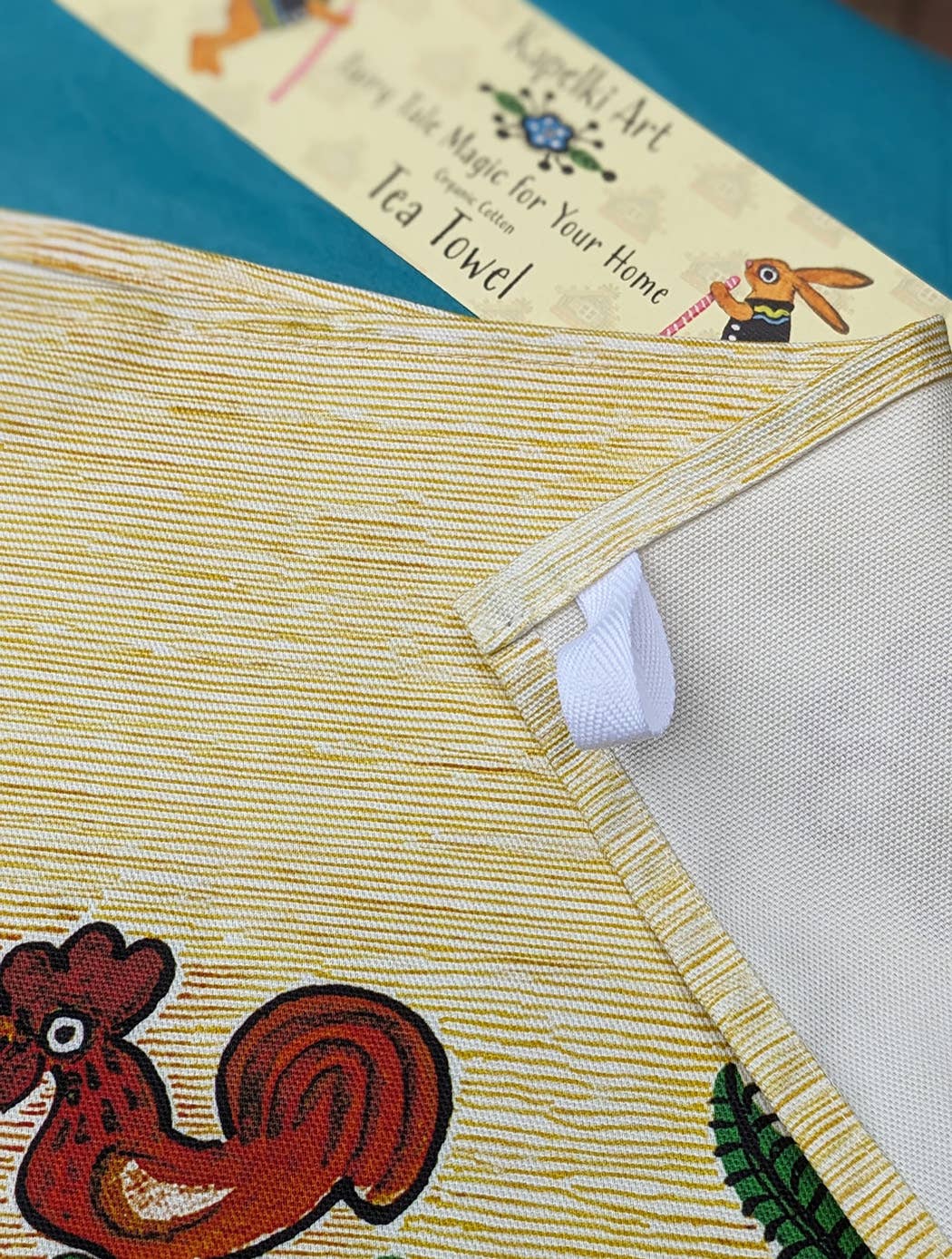 Kapelki Art - Wholesale Tea Towel - Folk Art Dancing Cats organic cotton tea towel3