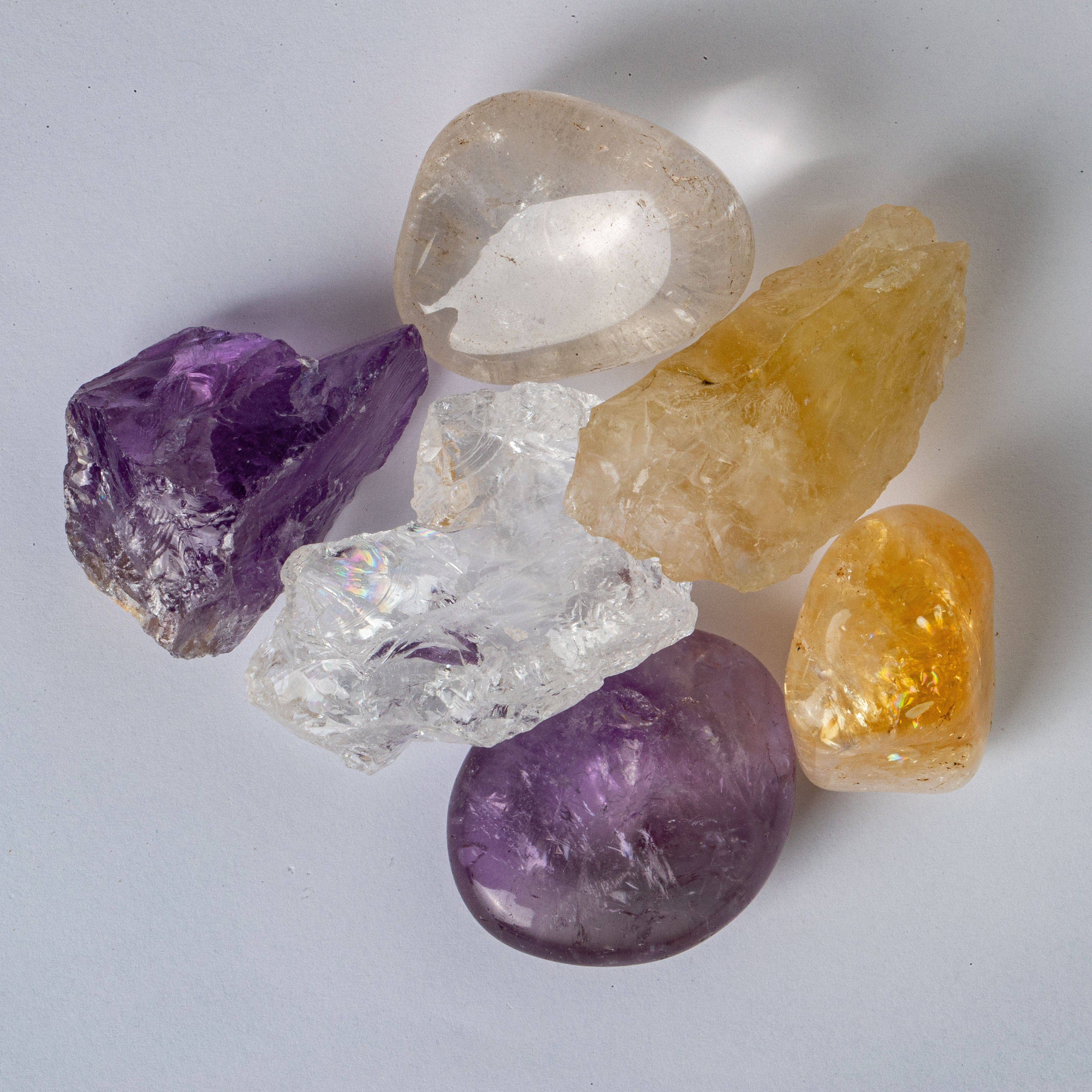 Rock Paradise – wholesale Andlig sten/kristall – Crystal Triple Energy Set av kvarts, ametist och citrin1