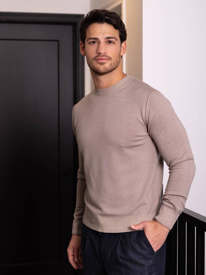 Extra Fine Merino Wool Crew Sweater for wholesale by Jerry Kaye