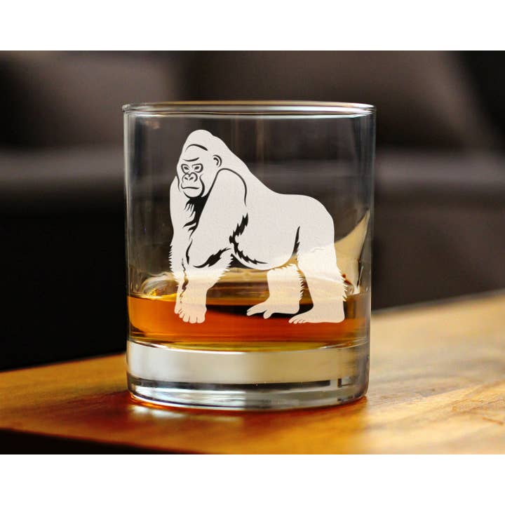 bevvee - Vendita all'ingrosso Bicchieri da cocktail/superalcolici - Gorilla Whisky Rocks Glass - Regali e decorazioni per animali esotici1