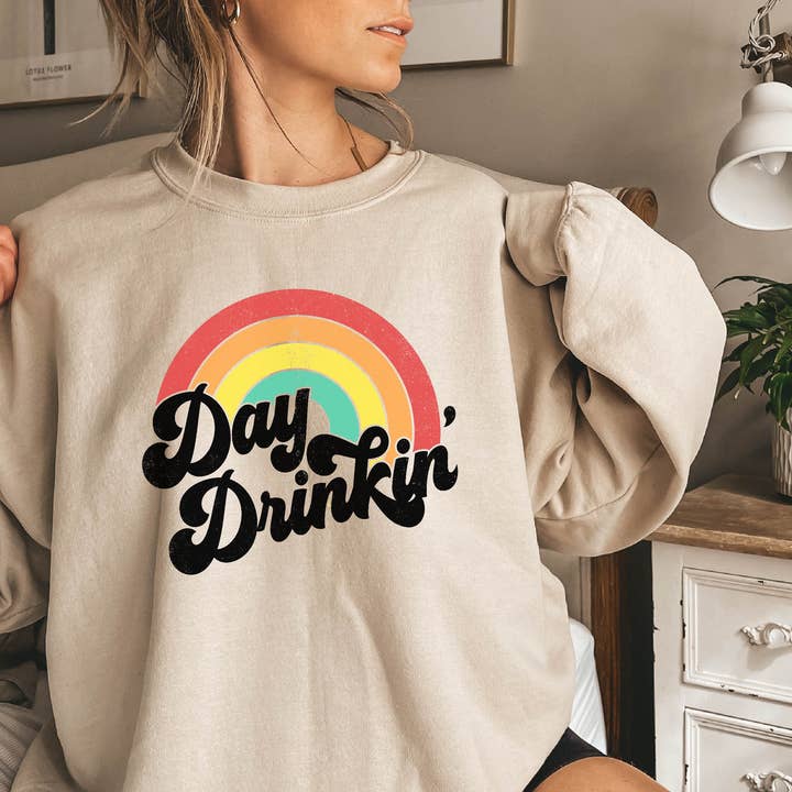 Sudadera Retro Día Bebiendo Cuello Redondo para venta al por mayor de P E T I T R U E