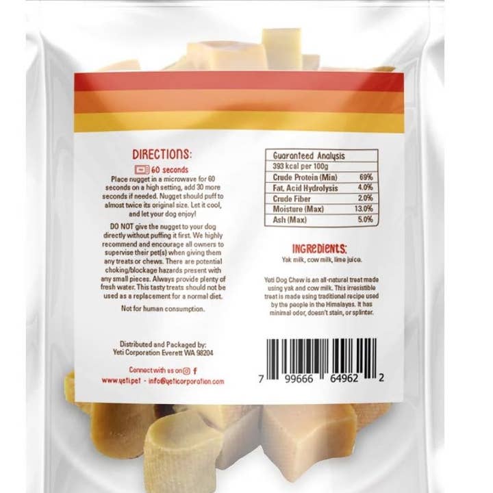 Yeti Dog Chew - Wholesale Pet Treats - Dog - Yeti Yak Cheese Dog Nugget Treat, 50 Piece, 24 Oz1