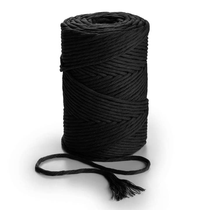 3MM Single Twisted 1kg Macrame Cotton Cord BLACK 280m Macrame String 1 ply Craft Rope for wholesale by MB Cordas