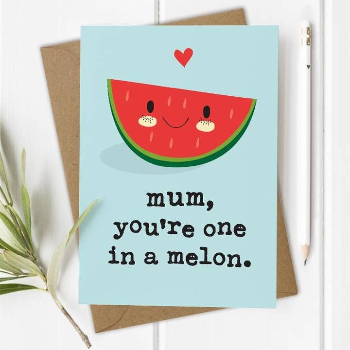 Mor, En i en Melon - Mors Dag/Mors Fødselsdag Card for engroshandel hos Mrs Best Paper Co.