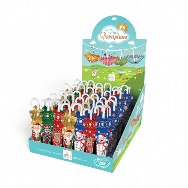 ADG Diffusion - Wholesale Chocolate - DISPLAY OF 70 CHRISTMAS CHOCOLATE UMBRELLAS 12g2