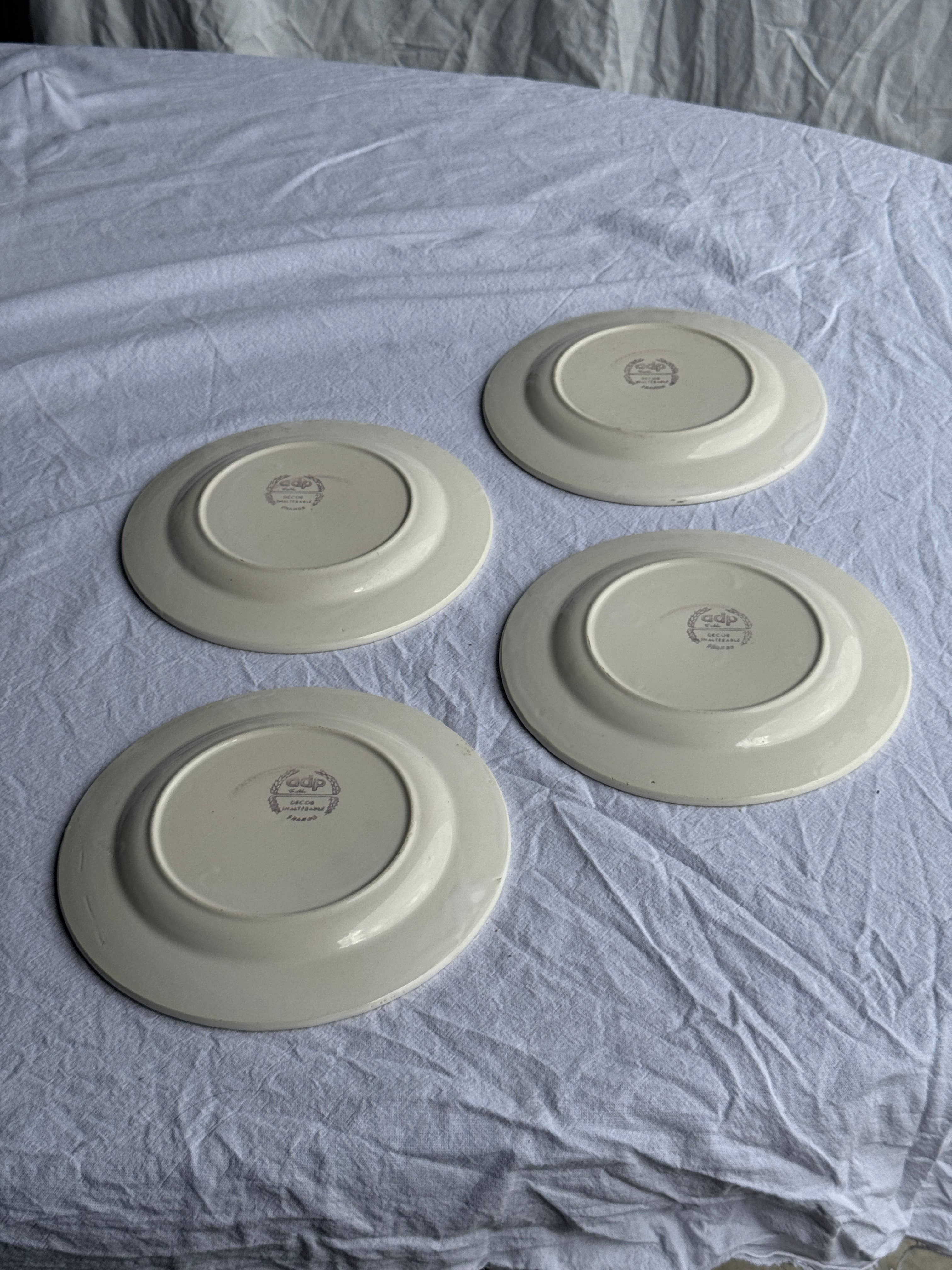 Office Objets - Wholesale Dinner Plate - Set of 4 small vintage white dessert plates D217