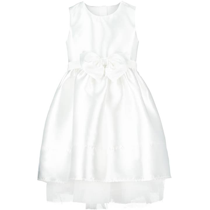 Vestido Florence Branco Taffeta Bow Rapariga por atacado de Holly Hastie London