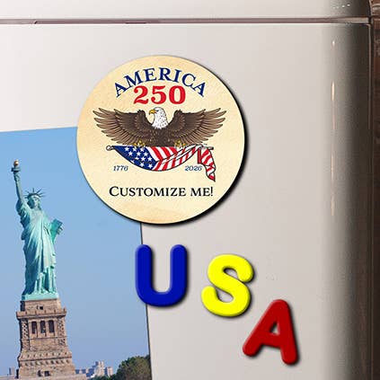 Personalized Round America250™ Magnet for wholesale by Nelson Gifts Wholesale